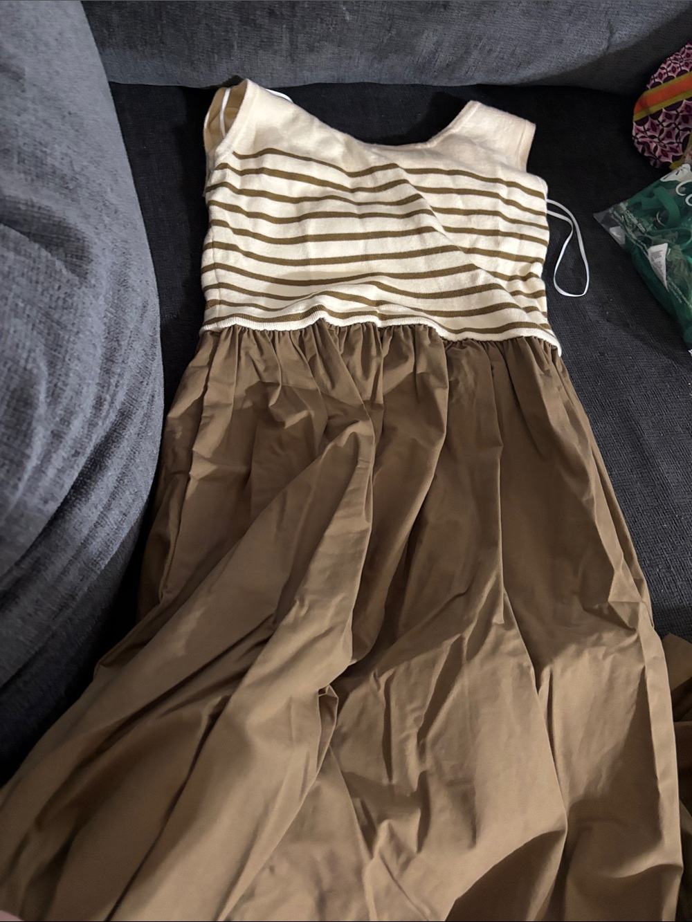 Sleeveless Maxi Dress in Cream & Brown